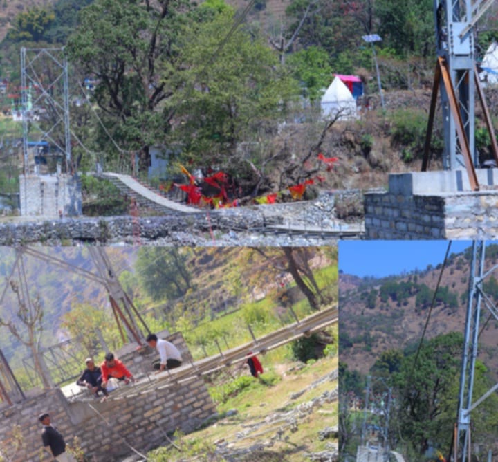 त्रिवेणी धाम झुलुङ्गे पुलको निर्माण अन्तिम चरणमा